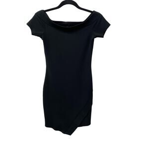 Love J Textured Short Sleeve Knee Length Sheath Dress Black Goth Dark Academia S